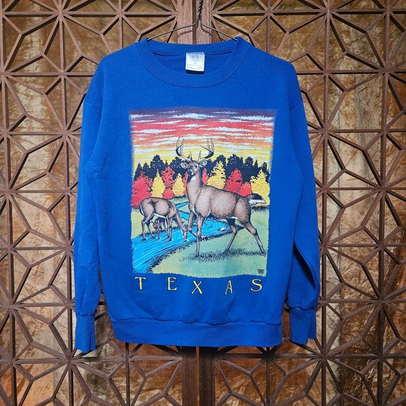 80s Delta Tag Texas Deer Crewneck Sz L - Picture 1 of 3